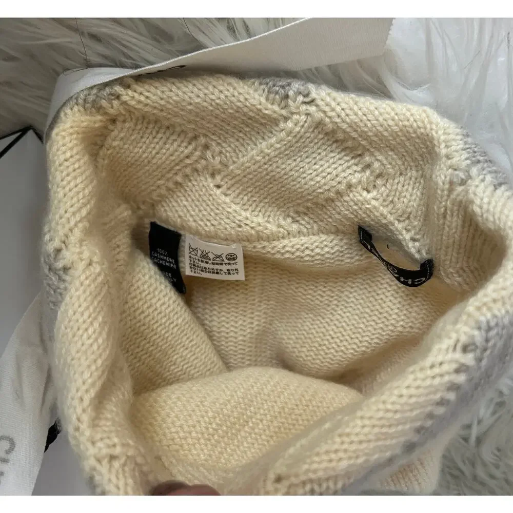 CHANEL Logo Cashmere Hat Beanie